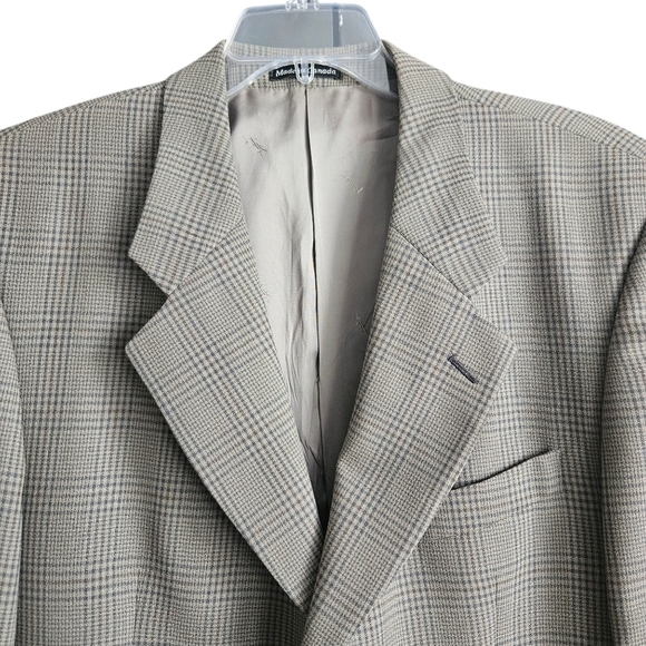 Vintage Yves Saint Laurent Wool Men's Blazer Jacket Brown/Blue Size 47R - Picture 2 of 13